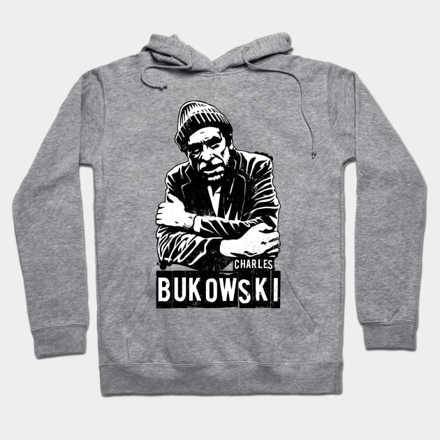 Charles Bukowski Stencil Portrait Hoodie by CultureClashClothing